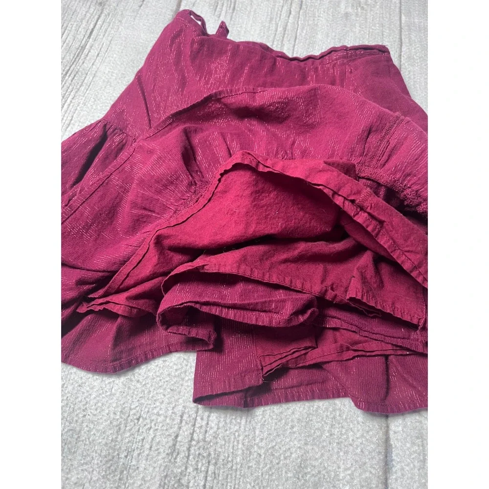 GAP Kids Girls Maroon Shimmer Tiered Wrap‎ Skirt Size 6